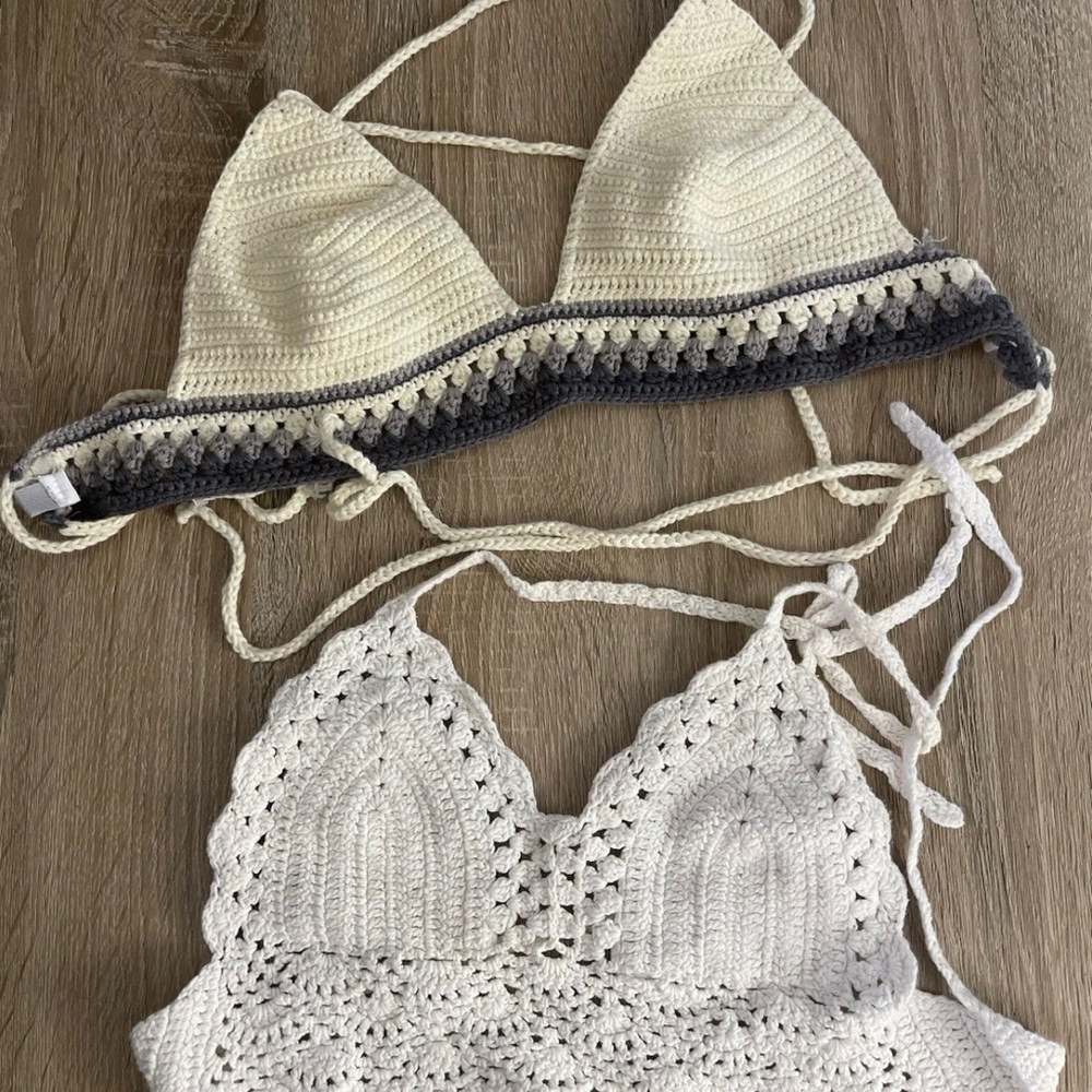 Women’s White Crochet Bikini Tops Size M Urban Outfitters Braided Bralettes